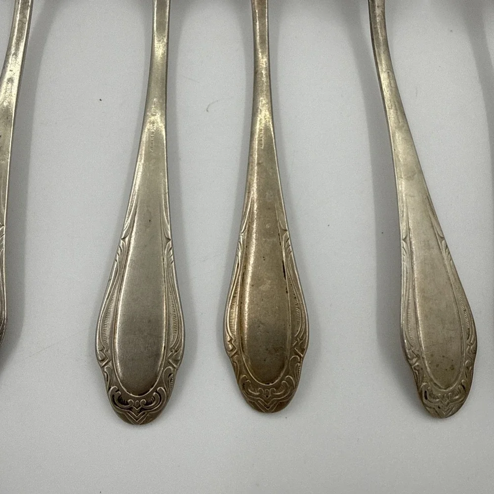 Set Of Six German Vintage Silvia Silver plated Forks Rococo Style